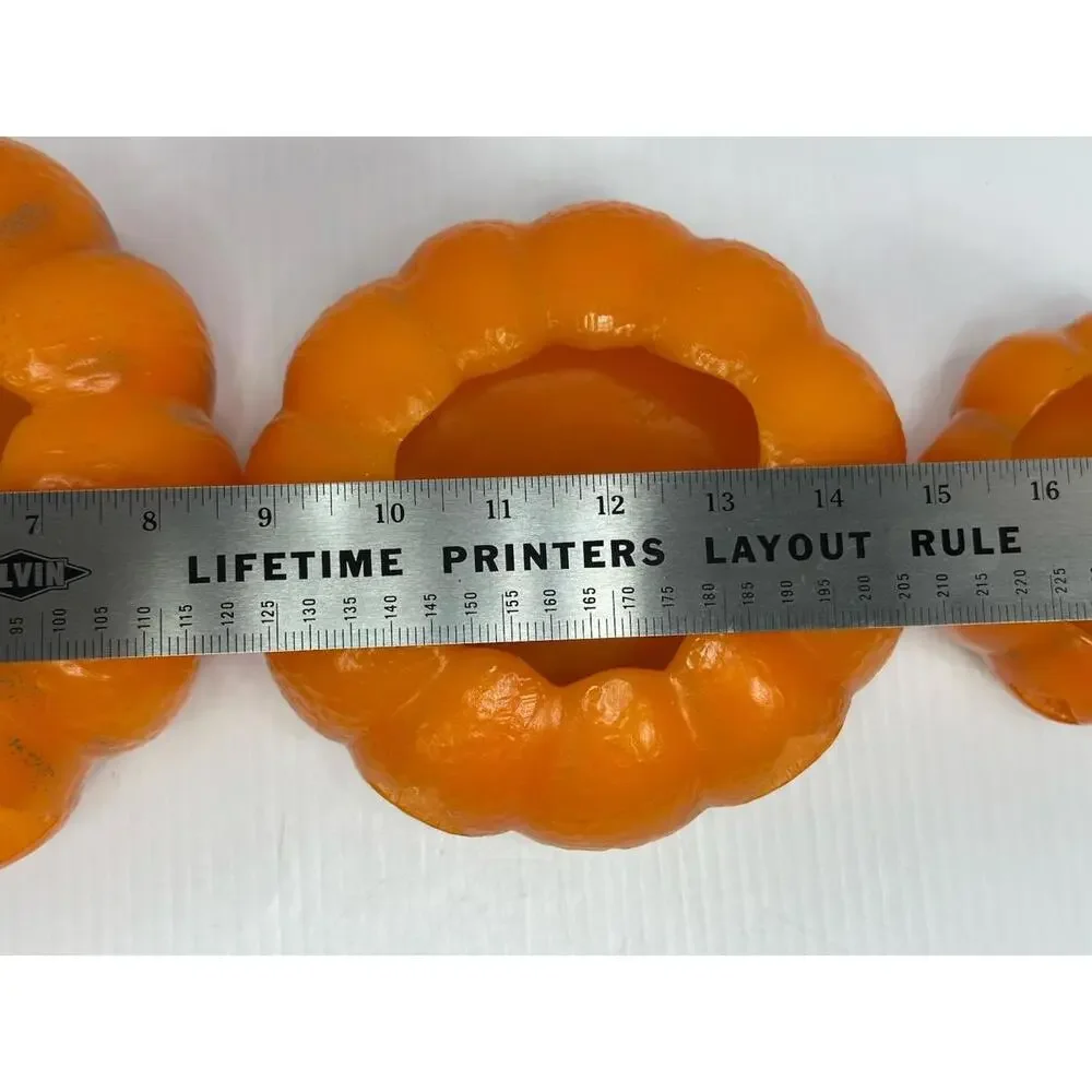 3 VTG Wax Jack o lantern Halloween Pumpkin Luminary‎ Electric Tea Light Holder